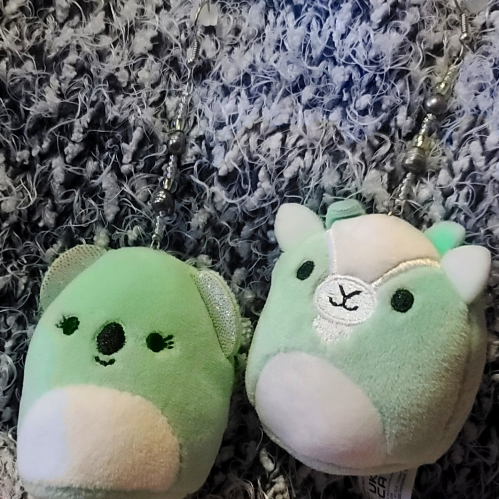 Handmade Squishmallow Squishville earrings, Coco the koala and Palmer the goat